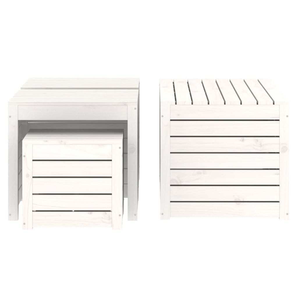 Set Cassette da Giardino 4 pz Bianco in Legno Massello di Pino - homemem39