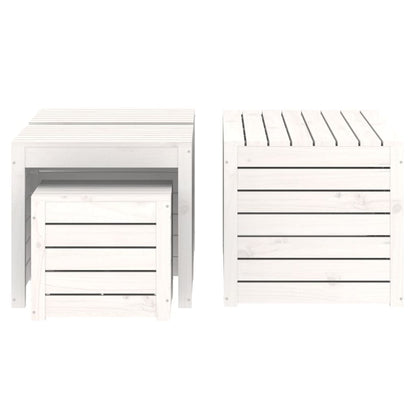 Set Cassette da Giardino 4 pz Bianco in Legno Massello di Pino - homemem39