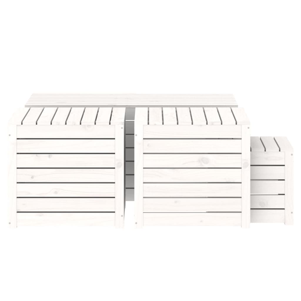 Set Cassette da Giardino 4 pz Bianco in Legno Massello di Pino - homemem39