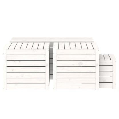Set Cassette da Giardino 4 pz Bianco in Legno Massello di Pino - homemem39