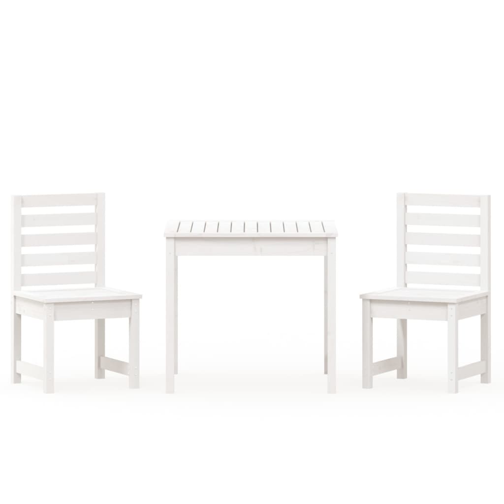Set da Bistrot da Giardino 3pz Bianco in Legno Massello di Pino | homemem39