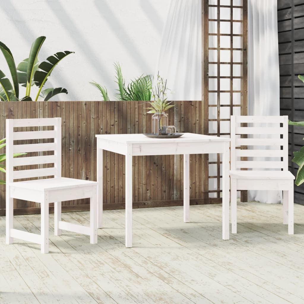 Set da Bistrot da Giardino 3pz Bianco in Legno Massello di Pino | homemem39