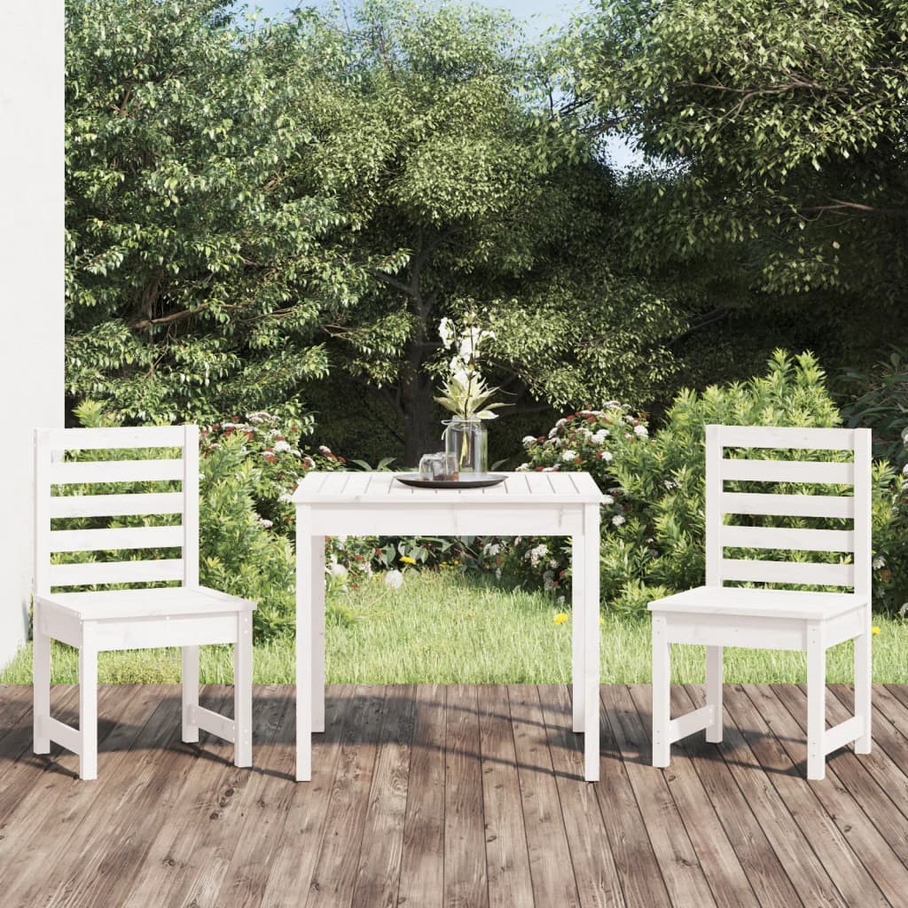 Set da Bistrot da Giardino 3pz Bianco in Legno Massello di Pino | homemem39