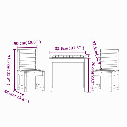 Set Bistrot da Giardino 3 pz in Legno Massello di Douglas
