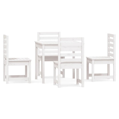 Set da Pranzo per Giardino 5pz Bianco in Legno Massello di Pino - homemem39