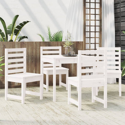 Set da Pranzo per Giardino 5pz Bianco in Legno Massello di Pino