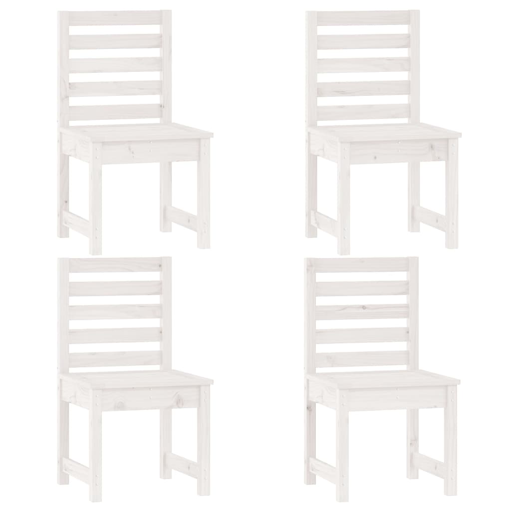 Set da Pranzo per Giardino 5pz Bianco in Legno Massello di Pino | homemem39