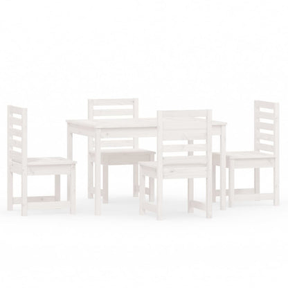 Set da Pranzo per Giardino 5pz Bianco in Legno Massello di Pino - homemem39