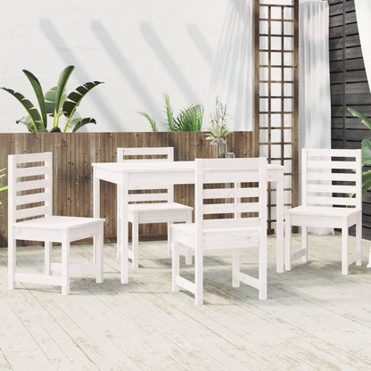 Set da Pranzo per Giardino 5pz Bianco in Legno Massello di Pino - homemem39