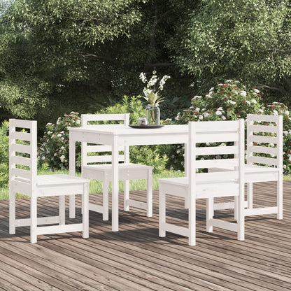 Set da Pranzo per Giardino 5pz Bianco in Legno Massello di Pino - homemem39