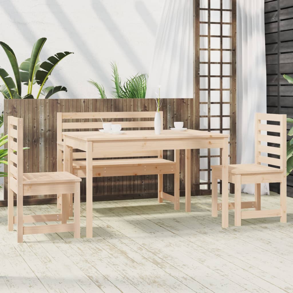 Set da Pranzo per Giardino 4 pz in Legno Massello di Pino