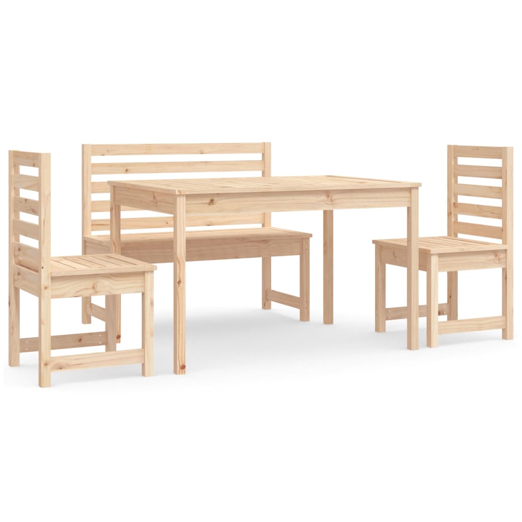 Set da Pranzo per Giardino 4 pz in Legno Massello di Pino - homemem39