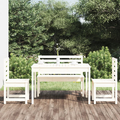 Set da Pranzo per Giardino 4pz Bianco in Legno Massello di Pino - homemem39