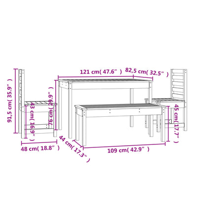 Set da Pranzo per Giardino 4 pz in Legno Massello di Douglas