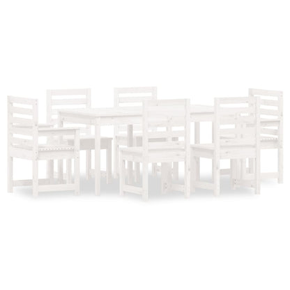 Set da Pranzo per Giardino 7pz Bianco in Legno Massello di Pino | homemem39