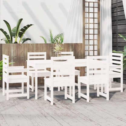 Set da Pranzo per Giardino 7pz Bianco in Legno Massello di Pino | homemem39