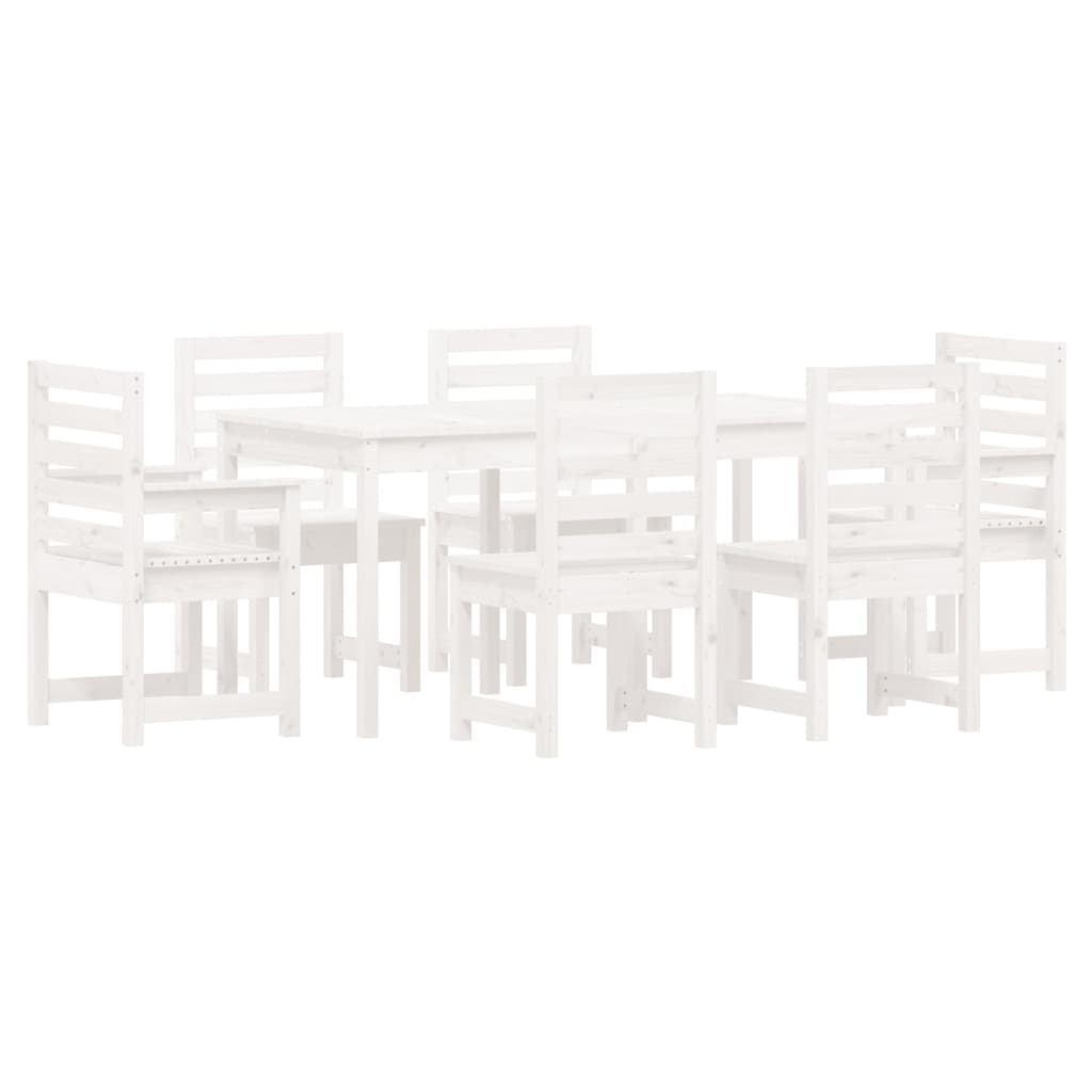 Set da Pranzo per Giardino 7pz Bianco in Legno Massello di Pino | homemem39