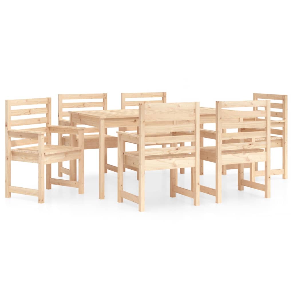 Set da Pranzo da Giardino 7 pz in Legno Massello di Pino | homemem39