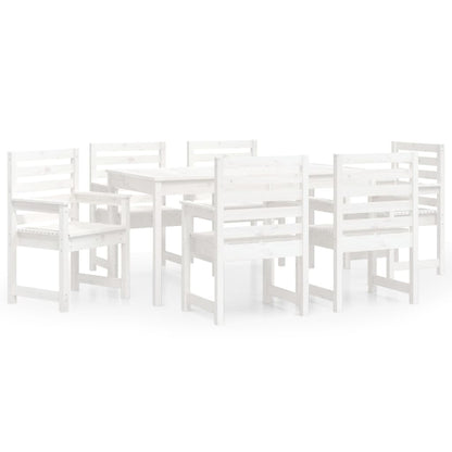 Set da Pranzo per Giardino 7pz Bianco in Legno Massello di Pino