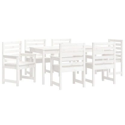 Set da Pranzo per Giardino 7pz Bianco in Legno Massello di Pino | homemem39