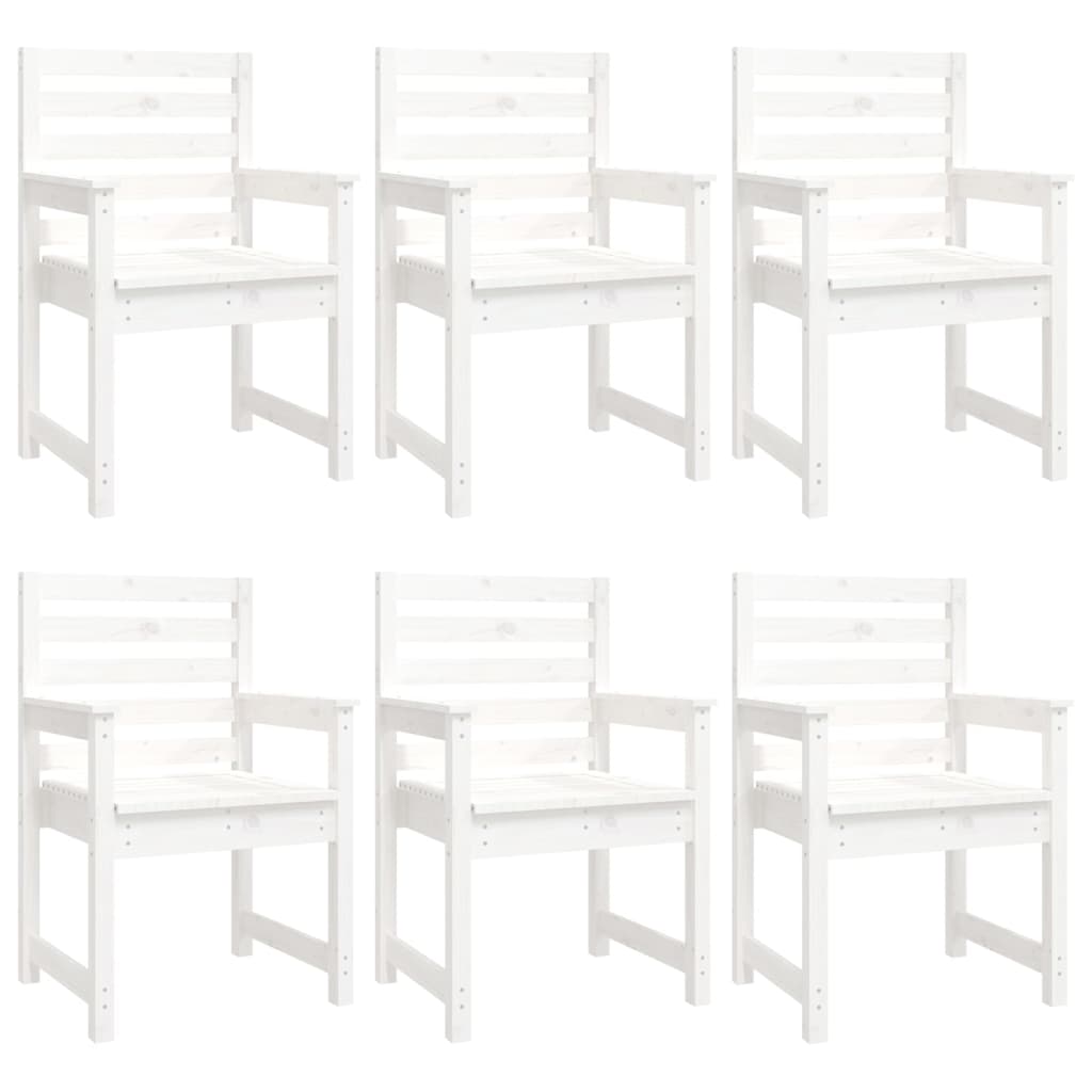 Set da Pranzo per Giardino 7pz Bianco in Legno Massello di Pino