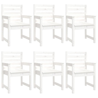 Set da Pranzo per Giardino 7pz Bianco in Legno Massello di Pino