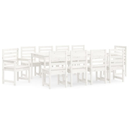 Set da Pranzo per Giardino 11pz Bianco Legno Massello di Pino | homemem39