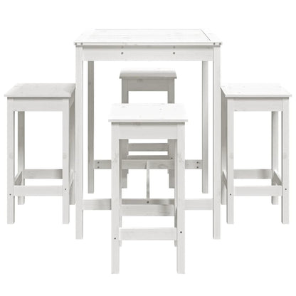 Set Bar da Giardino 5 pz Bianco in Legno Massello di Pino