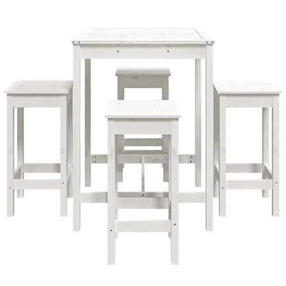 Set Bar da Giardino 5 pz Bianco in Legno Massello di Pino - homemem39