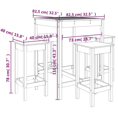 Set Bar da Giardino 5 pz Bianco in Legno Massello di Pino