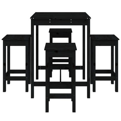 Set Bar da Giardino 5 pz Nero in Legno Massello di Pino - homemem39
