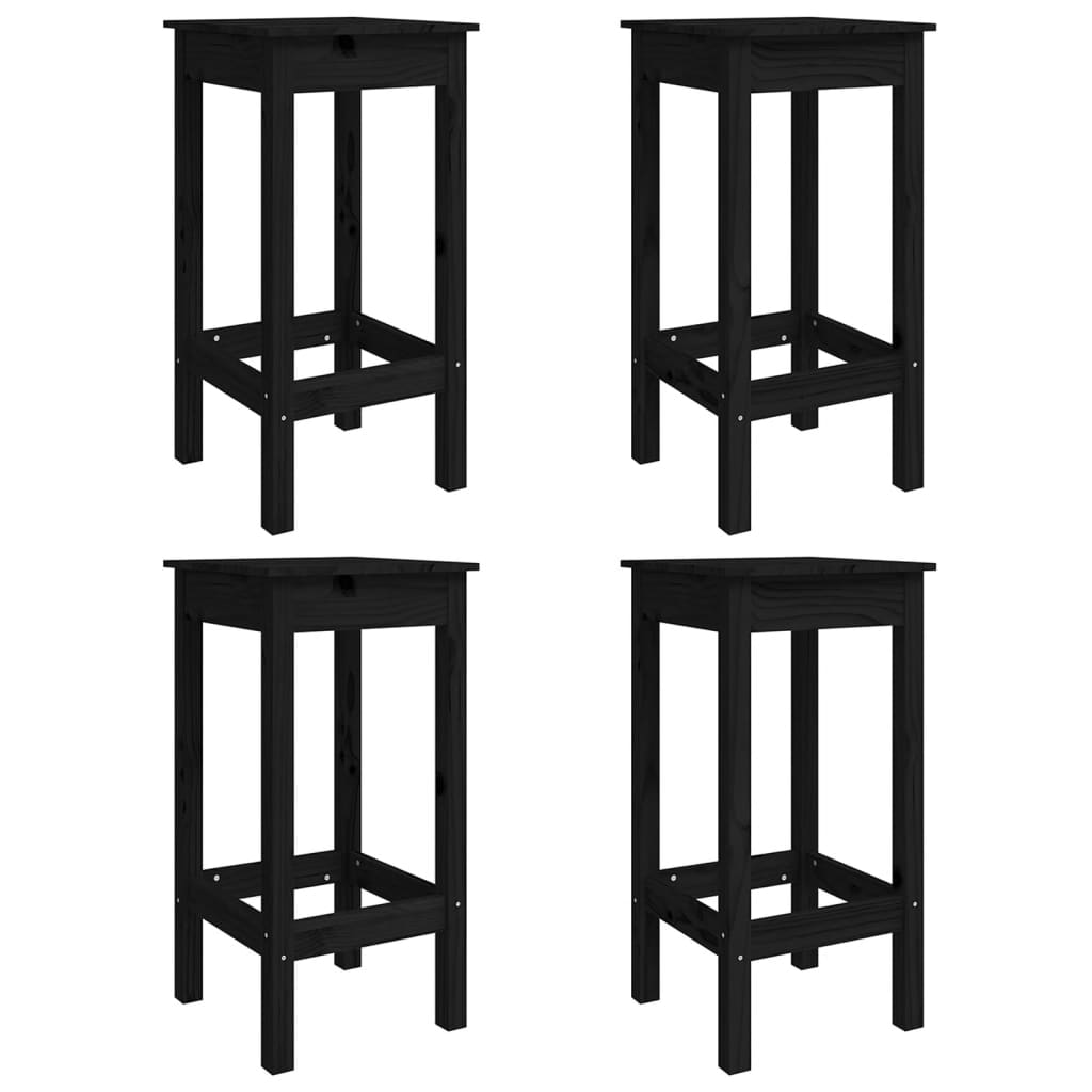 Set Bar da Giardino 5 pz Nero in Legno Massello di Pino - homemem39