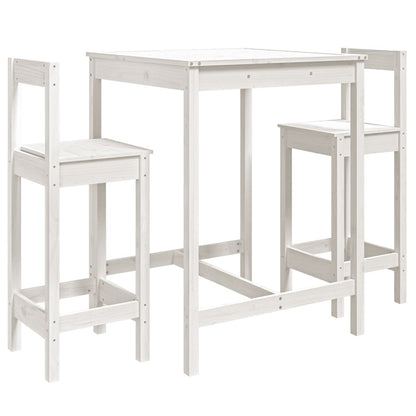Set Bar da Giardino 3 pz Bianco in Legno Massello di Pino | homemem39