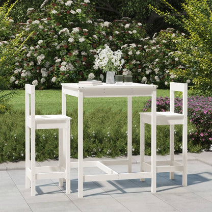 Set Bar da Giardino 3 pz Bianco in Legno Massello di Pino | homemem39