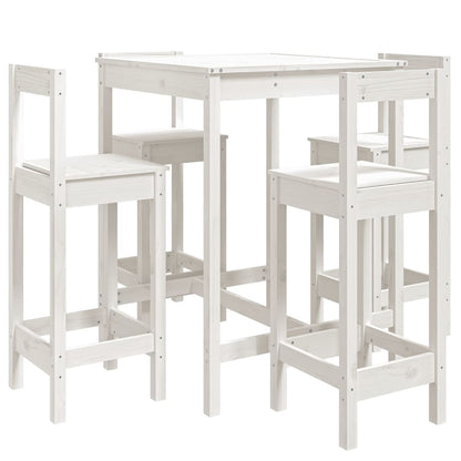 Set Bar da Giardino 5 pz Bianco in Legno Massello di Pino | homemem39