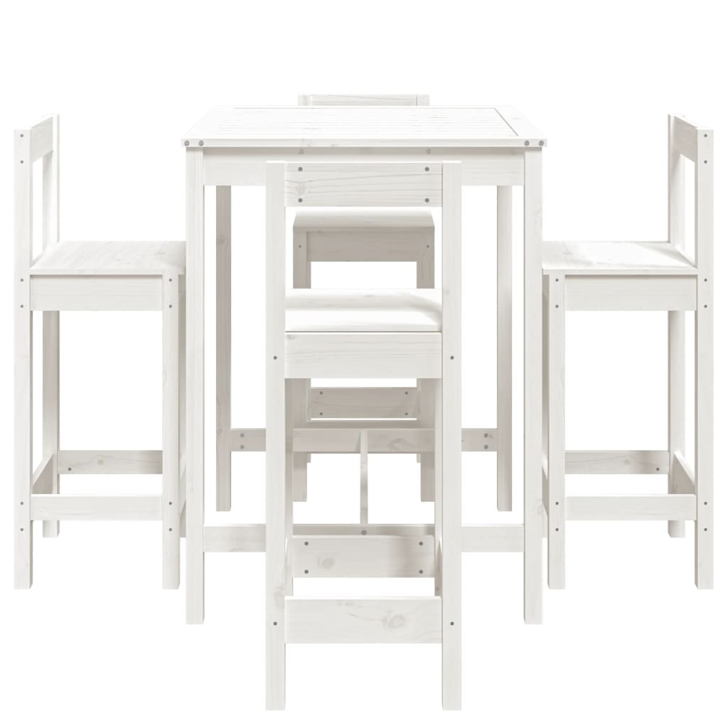 Set Bar da Giardino 5 pz Bianco in Legno Massello di Pino | homemem39