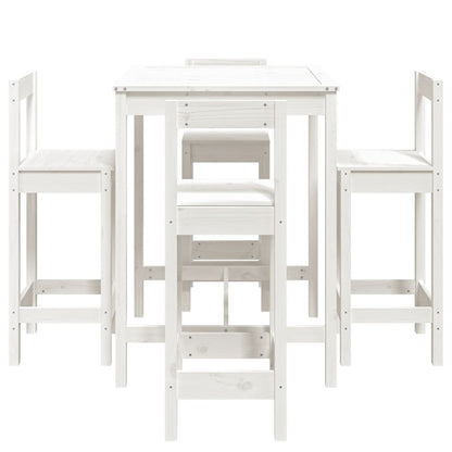Set Bar da Giardino 5 pz Bianco in Legno Massello di Pino | homemem39