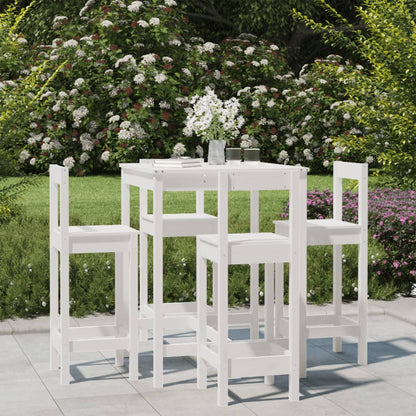 Set Bar da Giardino 5 pz Bianco in Legno Massello di Pino | homemem39