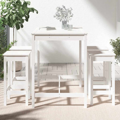 Set Bar da Giardino 5 pz Bianco in Legno Massello di Pino | homemem39
