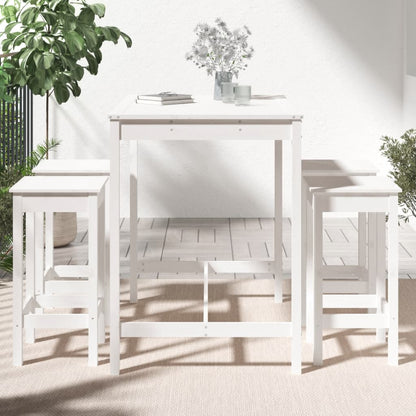 Set Bar da Giardino 5 pz Bianco in Legno Massello di Pino - homemem39