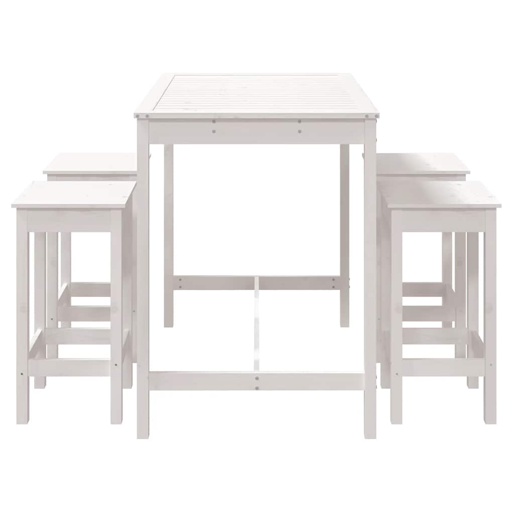 Set Bar da Giardino 5 pz Bianco in Legno Massello di Pino | homemem39