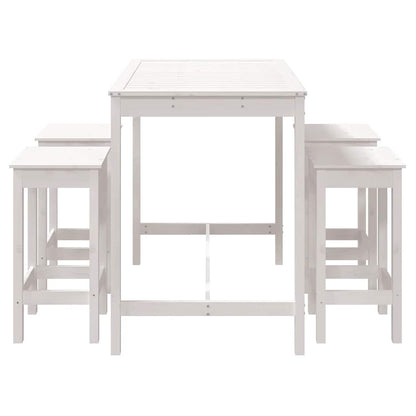 Set Bar da Giardino 5 pz Bianco in Legno Massello di Pino | homemem39