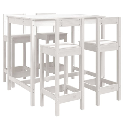 Set Bar da Giardino 5 pz Bianco in Legno Massello di Pino | homemem39