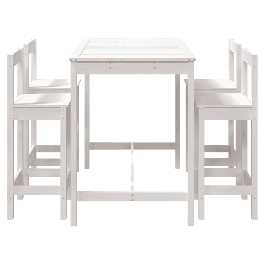 Set Bar da Giardino 5 pz Bianco in Legno Massello di Pino | homemem39