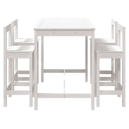 Set Bar da Giardino 5 pz Bianco in Legno Massello di Pino | homemem39