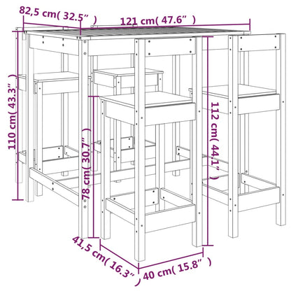 Set Bar da Giardino 5 pz Bianco in Legno Massello di Pino | homemem39