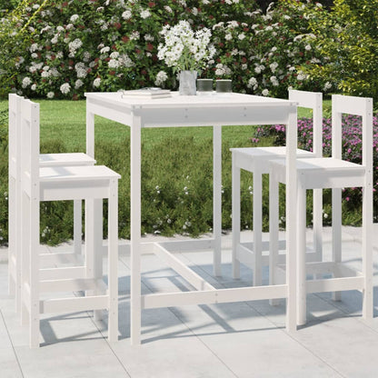 Set Bar da Giardino 5 pz Bianco in Legno Massello di Pino | homemem39