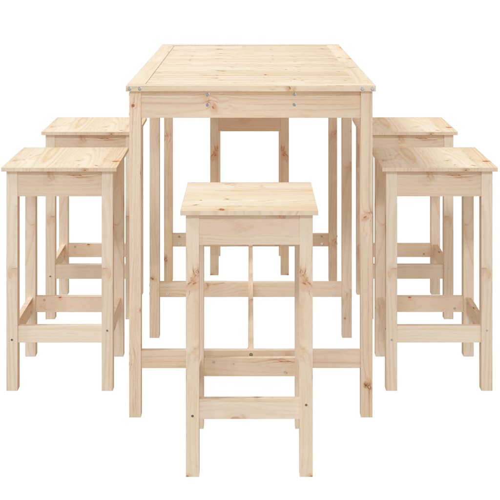 Set Bar da Giardino 7 pz in Legno Massello di Pino | homemem39
