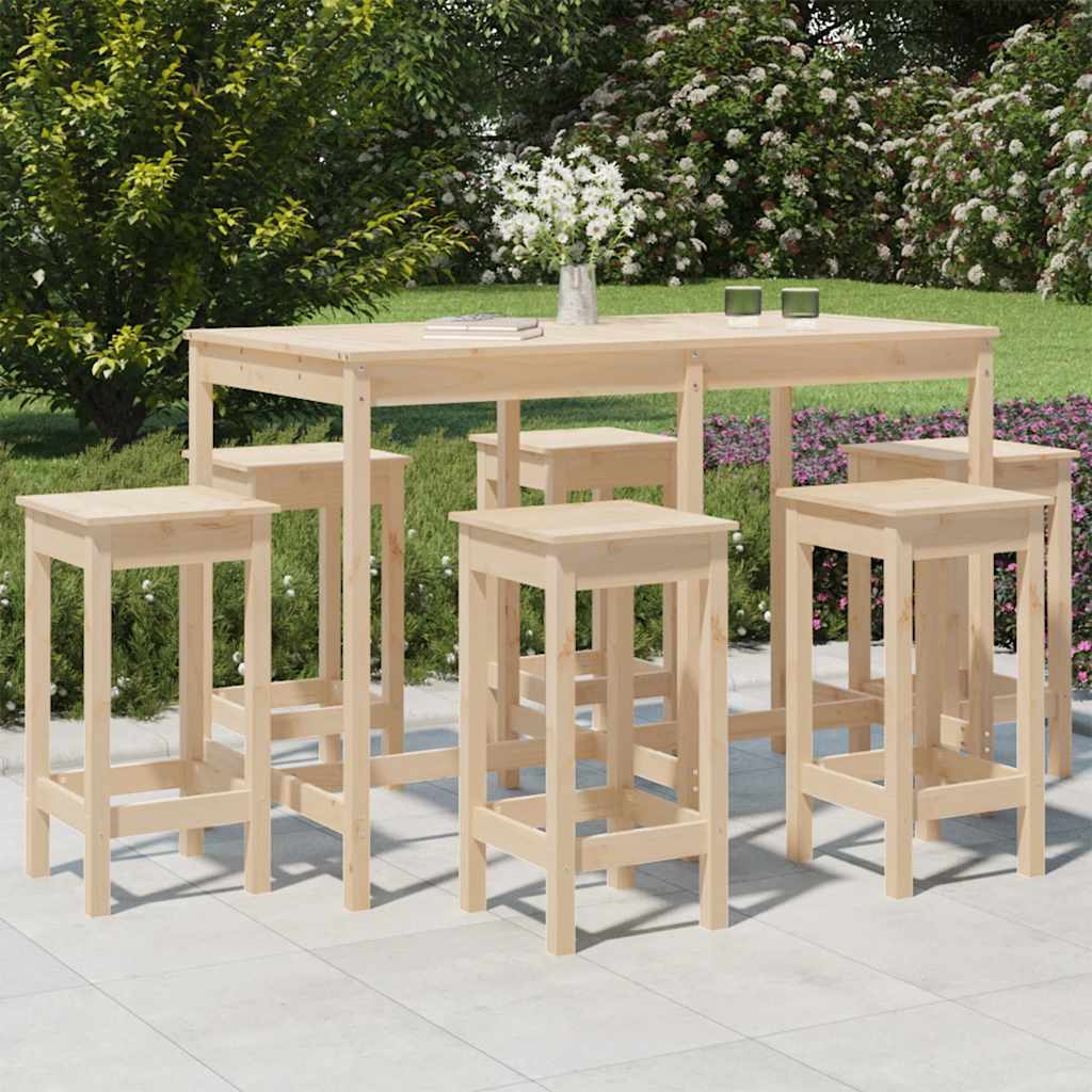 Set Bar da Giardino 7 pz in Legno Massello di Pino | homemem39