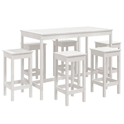 Set Bar da Giardino 7 pz Bianco in Legno Massello di Pino | homemem39